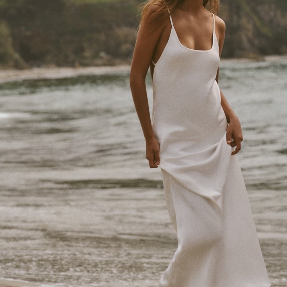 Zara white satin slip